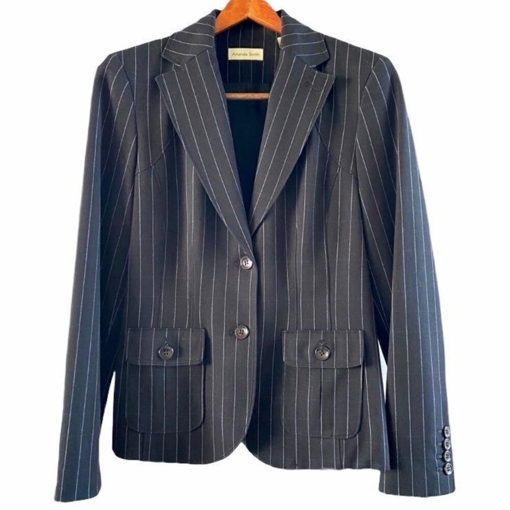 90’s Amanda Smith Professional Black Lavender Pinstripe Blazer 6